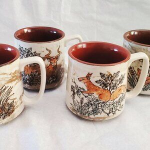 Set of 4 Vintage Agateware Animal Mugs – Made in Japan